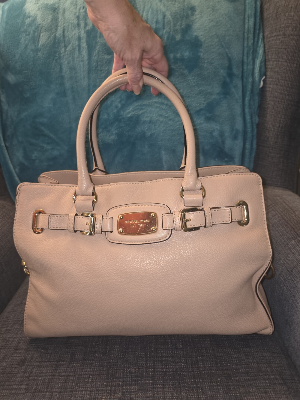 Michael Kors MK Blush Pink Pebbled Leather Hamilton Satchel Purse 2012 MINT!